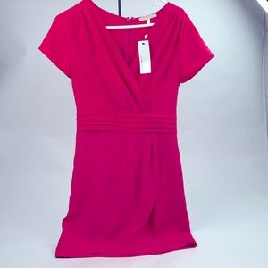 Under Skies Pink Pleats & Thank You Dress Size Small Zip up Short sleeve NEW NWT